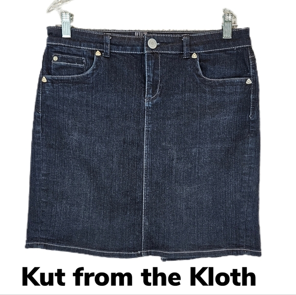 Kut From The Kloth Dark Blue Denim, Jean Skirt Sz 8. - Picture 1 of 10